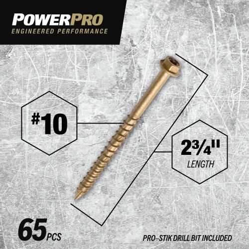 Hillman Power Pro ONE Hex Washer-Head Bronze Exterior Multi-Material Screws, #10 X 2-3/4 In, 1-Lb