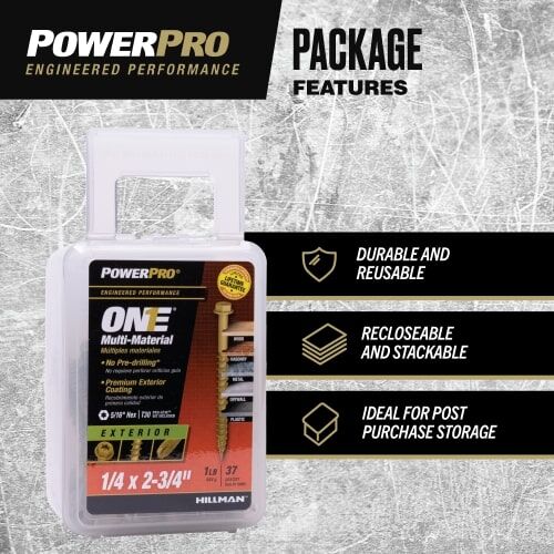 Hillman Power Pro ONE Bronze Exterior Hex Washer Head Multi-Material Screws, 1/4-In x 2 3/4-In, 1-Lb