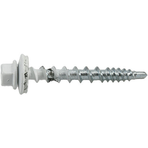 Hillman Power Pro Bright White Self Drilling Metal-to-Wood Roofing Screws, #10 x 1-1/2-In, 98-Pk