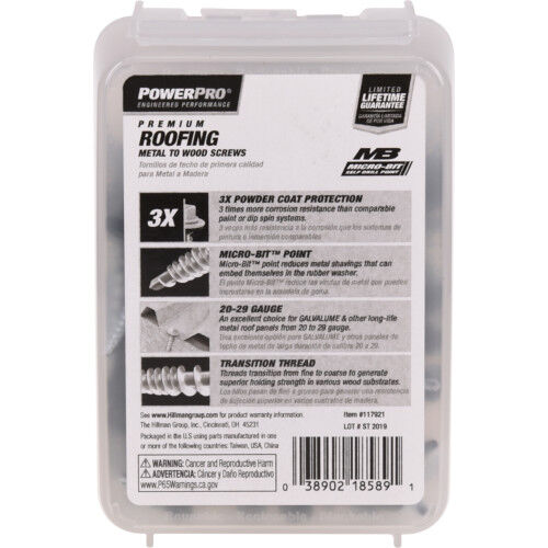 Hillman Power Pro Forest Green Self Drilling Metal-to-Wood Roofing Screws, #10 X 1-1/2 In