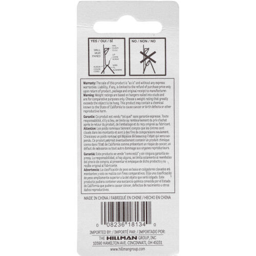 Hillman Conventional Zinc Picture Hangers, 30-Lb