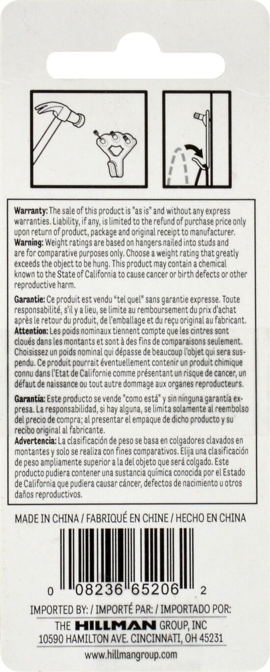 Hillman Professional Picture Hanger Brass, 75-Lb