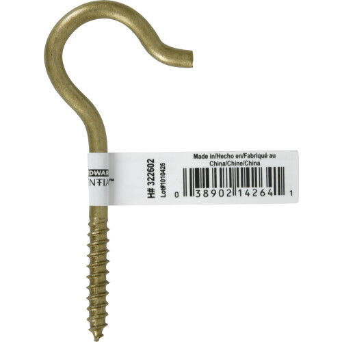 Hillman Gold Durasteel Ceiling Hook, #6 x 3 3/8-In