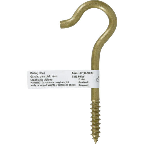 Hillman Durasteel Ceiling Hook Gold Flagged, #4 X 3-7/8-In