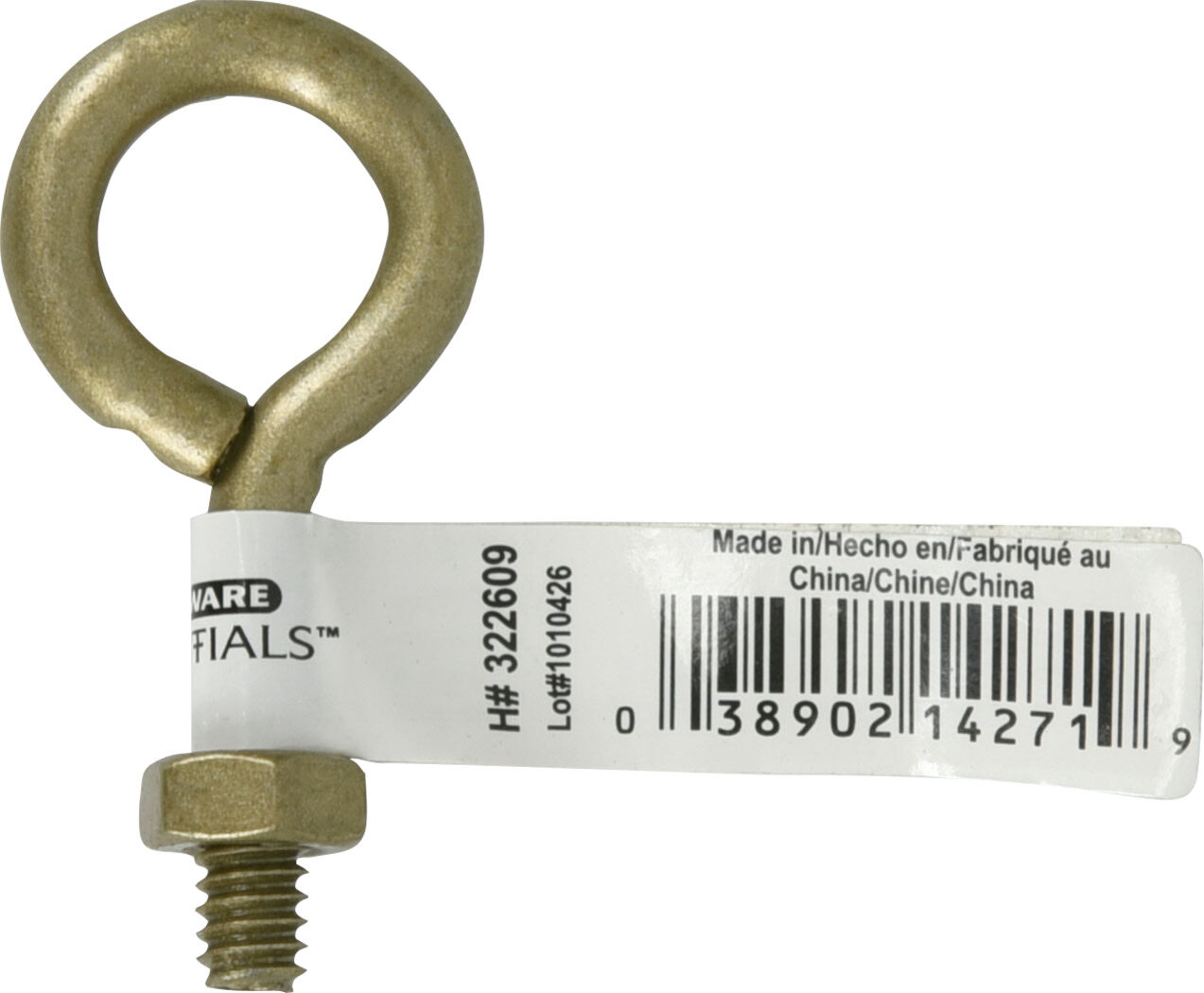 Hillman Durasteel Eye Bolt With Nut Gold, 1/4-In - 20 x 2-In