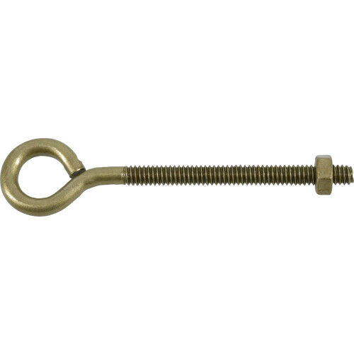 Hillman Durasteel Eye Bolt with Nut Gold Flagged, 1/4-In -20 X 4-In