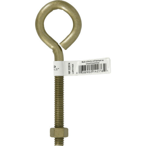 Hillman Durasteel Eye Bolt With Nut Gold Flagged, 3/8-16 X 5-In