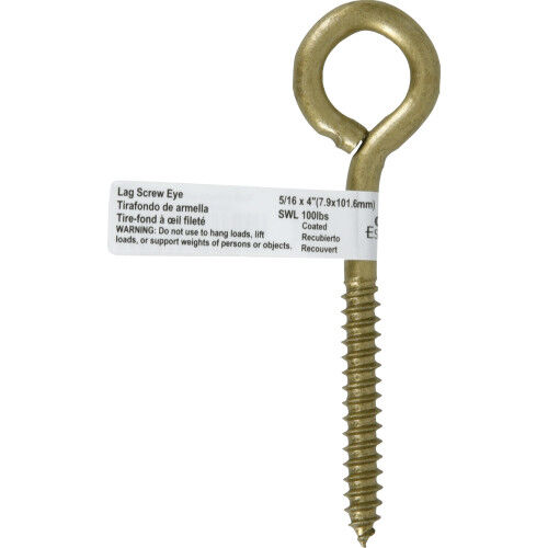 Hillman Durasteel Eye Lag Bolt Gold Flagged, 5/16-In x 4-In