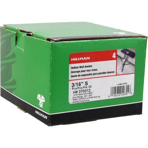 Hillman Hollow Wall Anchors, 3/16-In Short, 50-Pk