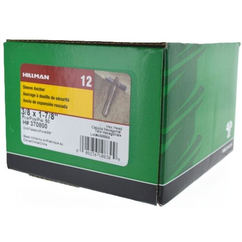 Hillman Hex Head Sleeve Anchors, 3/8-In x 1-7/8-In, 50-Pk