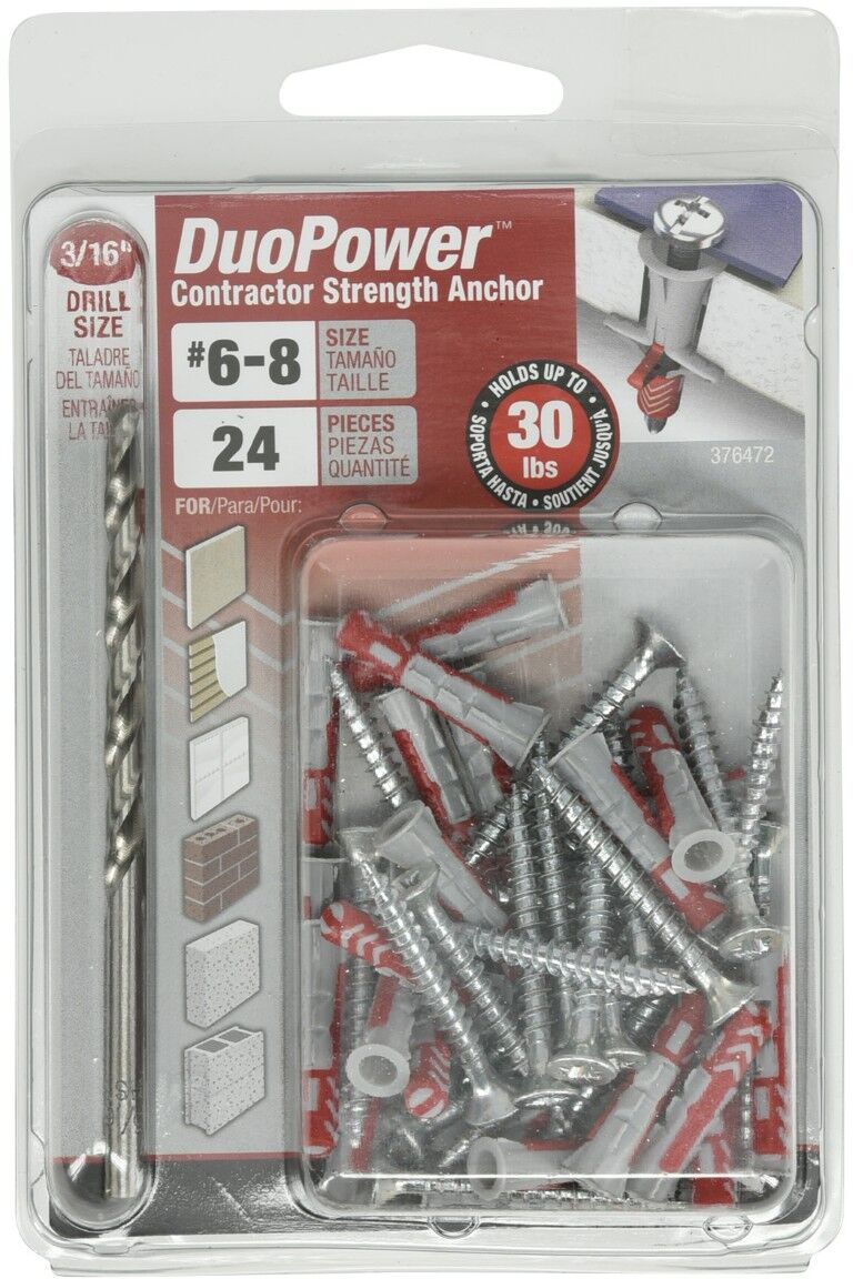 Hillman XL-Duo Power Anchors With Screws #6-8 x 1-In, 24-Pc