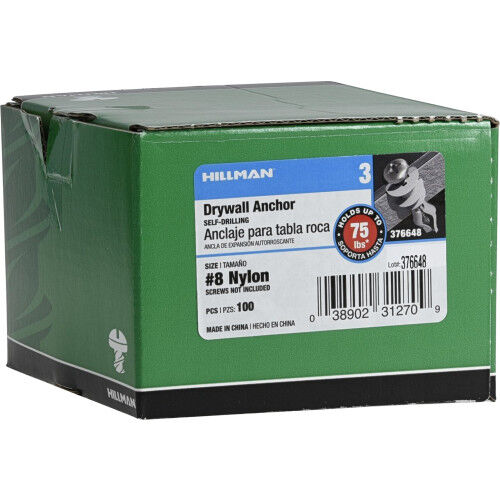 Hillman Nylon Self Drilling Drywall Anchors, #8