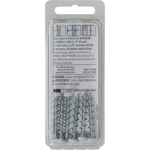 Hillman Borefast White Phillips Pan-Head Screw Anchors, 1-1/2-In, 6-Pk
