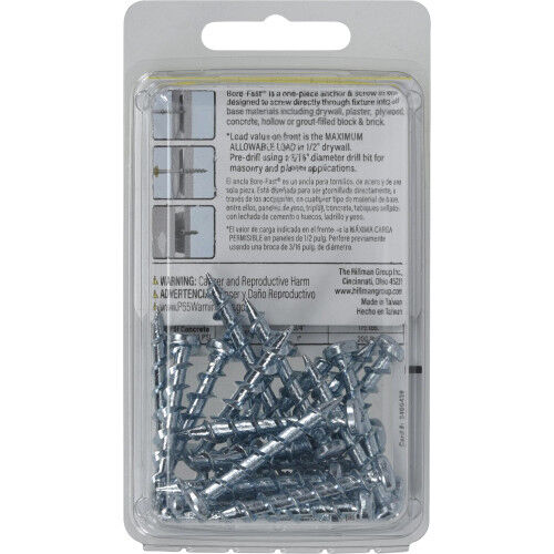 Hillman Borefast Zinc Phillips Pan-Head Screw Anchors, 1-1/2-In, 25-Pc