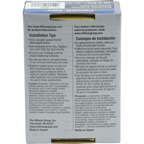 Hillman Power Pro Premium Exterior Wood Screws, #10 X 2-1/2 In, 1-Lb Box