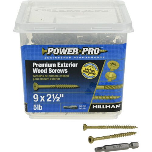 Hillman Power Pro Premium Bronze Exterior Wood Screws, #9 x 2-1/2-In, 5-Lb