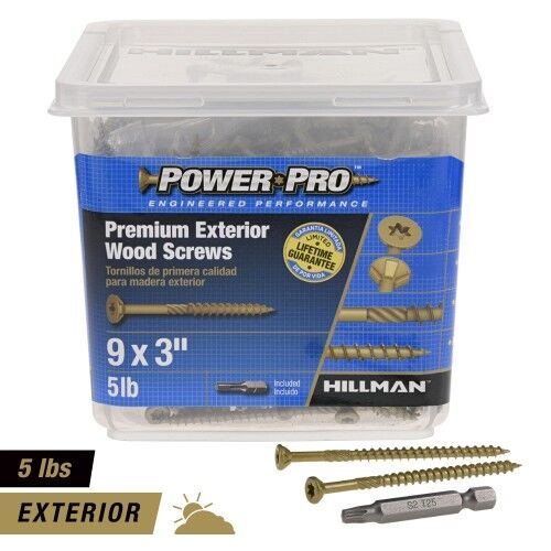 Hillman Power Pro Premium Exterior #9 X 3-In Wood Screws, 5-Lb Box