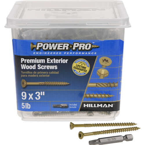 Hillman Power Pro Premium Exterior #9 X 3-In Wood Screws, 5-Lb Box