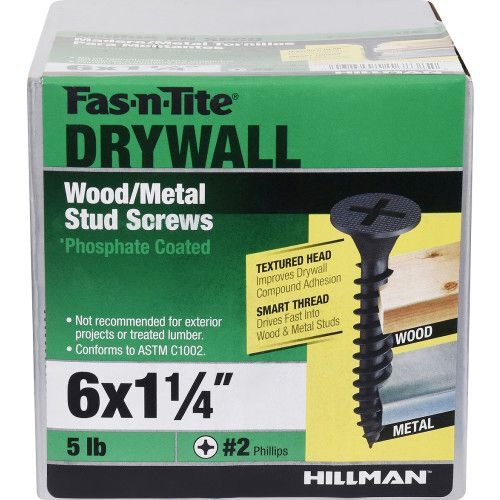 Hillman Fas-N-Tite Smart Thread Drywall Screws, #6 x 1-1/4-In, 1225-Pk
