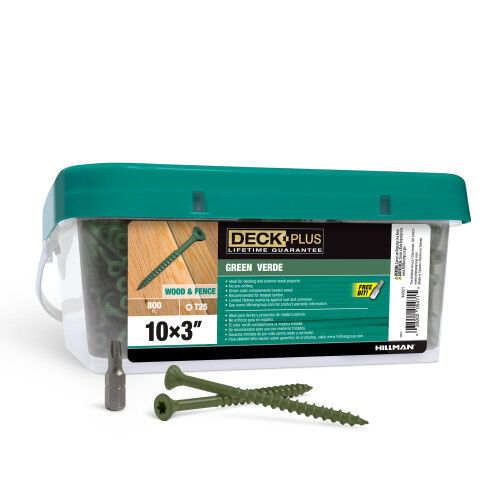 Hillman Deck Plus Green Deck Screws, #10 x 3-In, 800-Pk