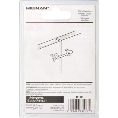 Hillman Hardware Essentials Zinc Plated Hook And Eye Latch, 2-In, 2-Pk