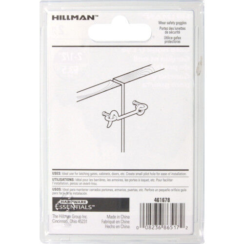 Hillman Hardware Essentials Zinc 2 1/2-In Hook and Eye Latch, 2-Pk
