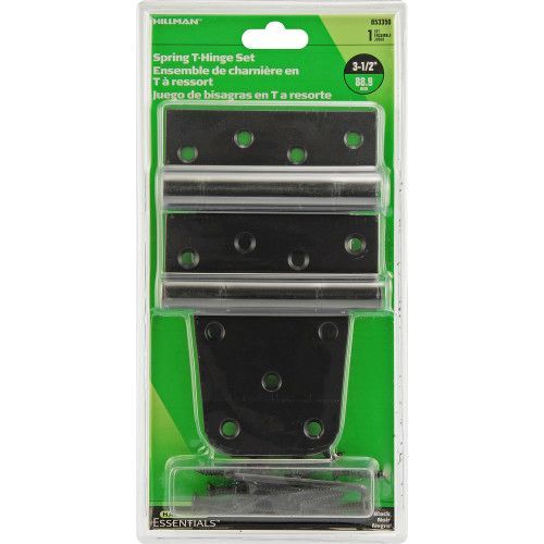 Hillman Hardware Essentials Heavy Duty Spring T-Hinge Black, 3-1/2-In, 2-Pk