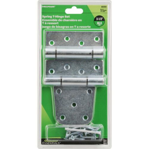 Hillman Hardware Essentials Heavy Duty Zinc Spring T-Hinge, 3-1/2 In, 2-Pk