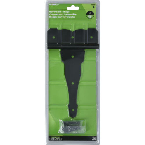 Hillman Hardwear Essentials Ornamental Reversible Black T-Hinge, 8-In