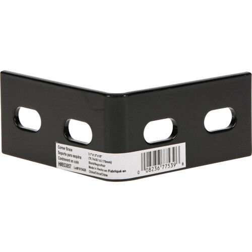 Hillman Hardware Essentials Black Heavy Duty Corner Brace, 3 1/10-In x 1 1/2-In x 1/8-In