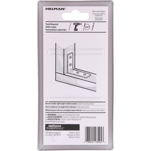 Hillman Hardware Essentials Black Corner Brace, 2 1/2-In x 5/8-In, 4-Pk