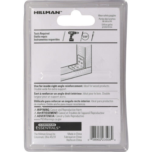 Hillman Hardware Essentials Double Wide 1 1/2-In Black Corner Brace, 4-Pk