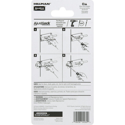 Hillman Black AjustLock Barrel Bolt, 2-In