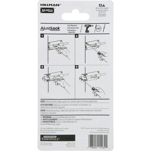 Hillman AjustLock Black Barrel Bolt, 3-In