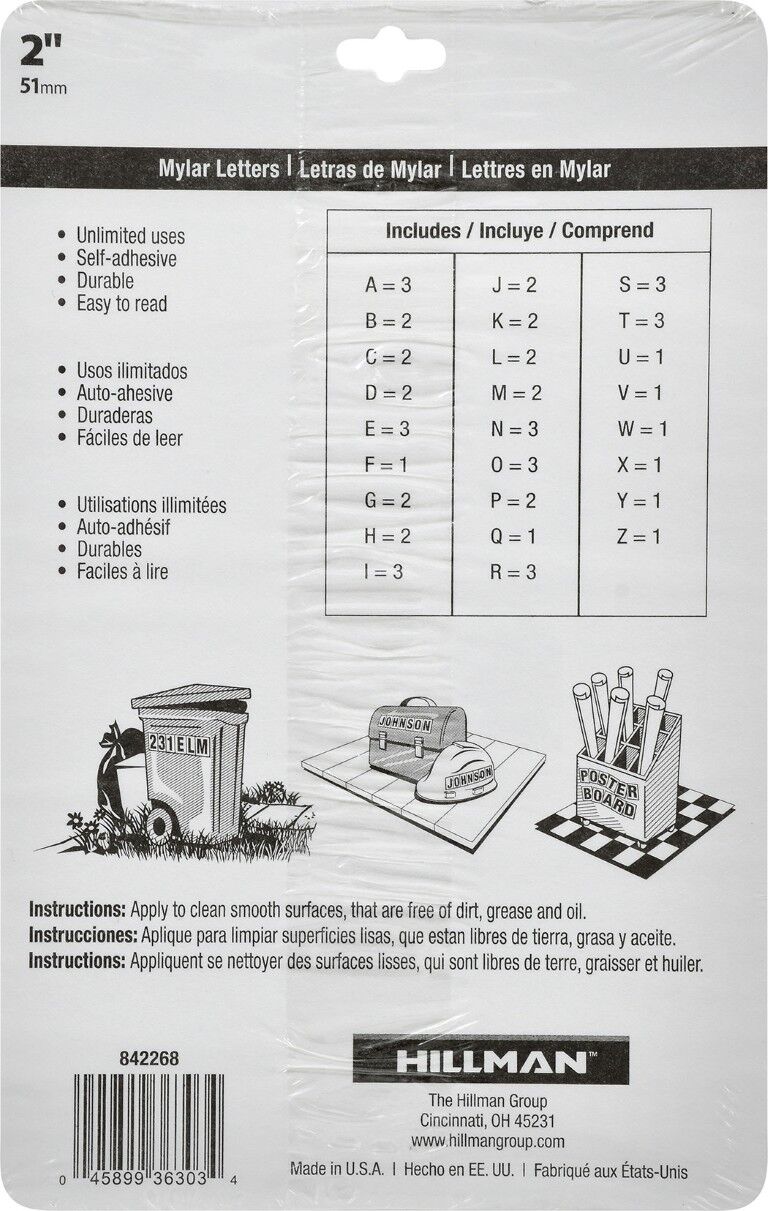 Hillman Adhesive Letter Pack Black And Gold, 2-In