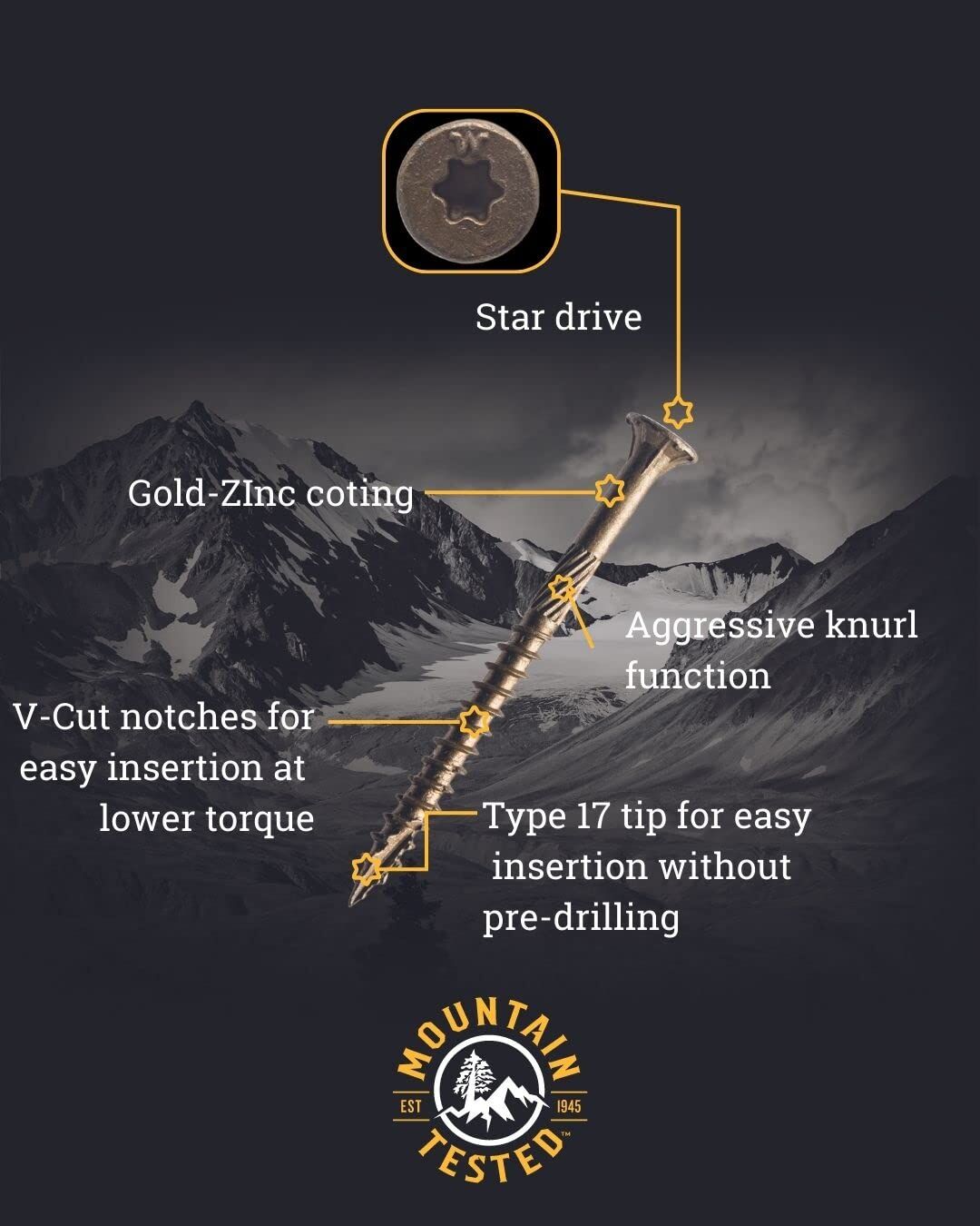 Big Timber YTX Yellow Zinc Interior Multi-Purpose Wood Screw, 9 x 3-In, 5-Lb