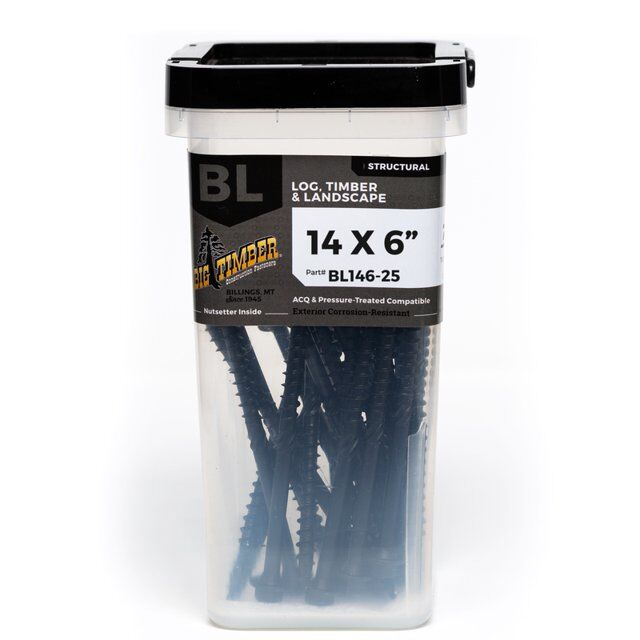Big Timber Black Log Timber Lag Screw, #14 X 6-In, 25-Pk