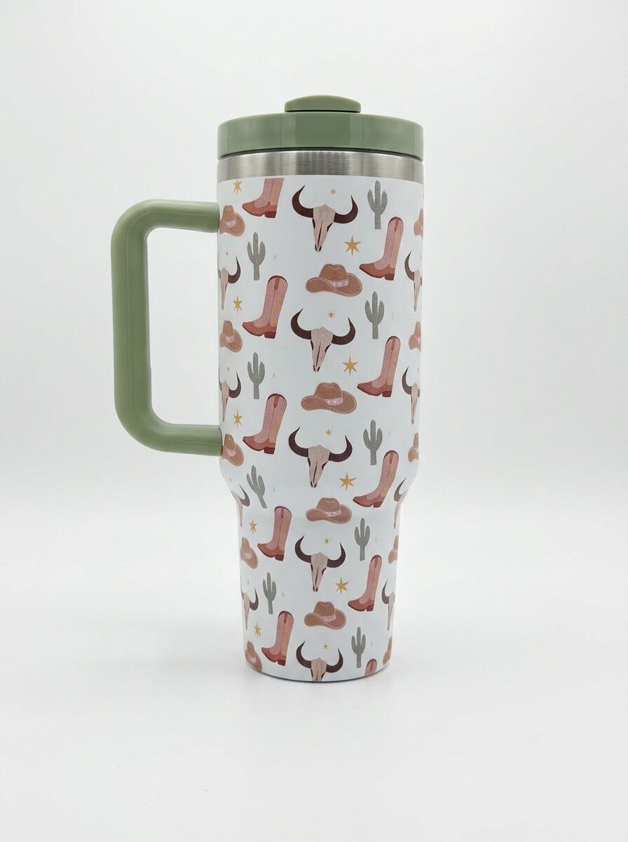 Sip Happy Boho Cream Western Tumbler, 40 oz.