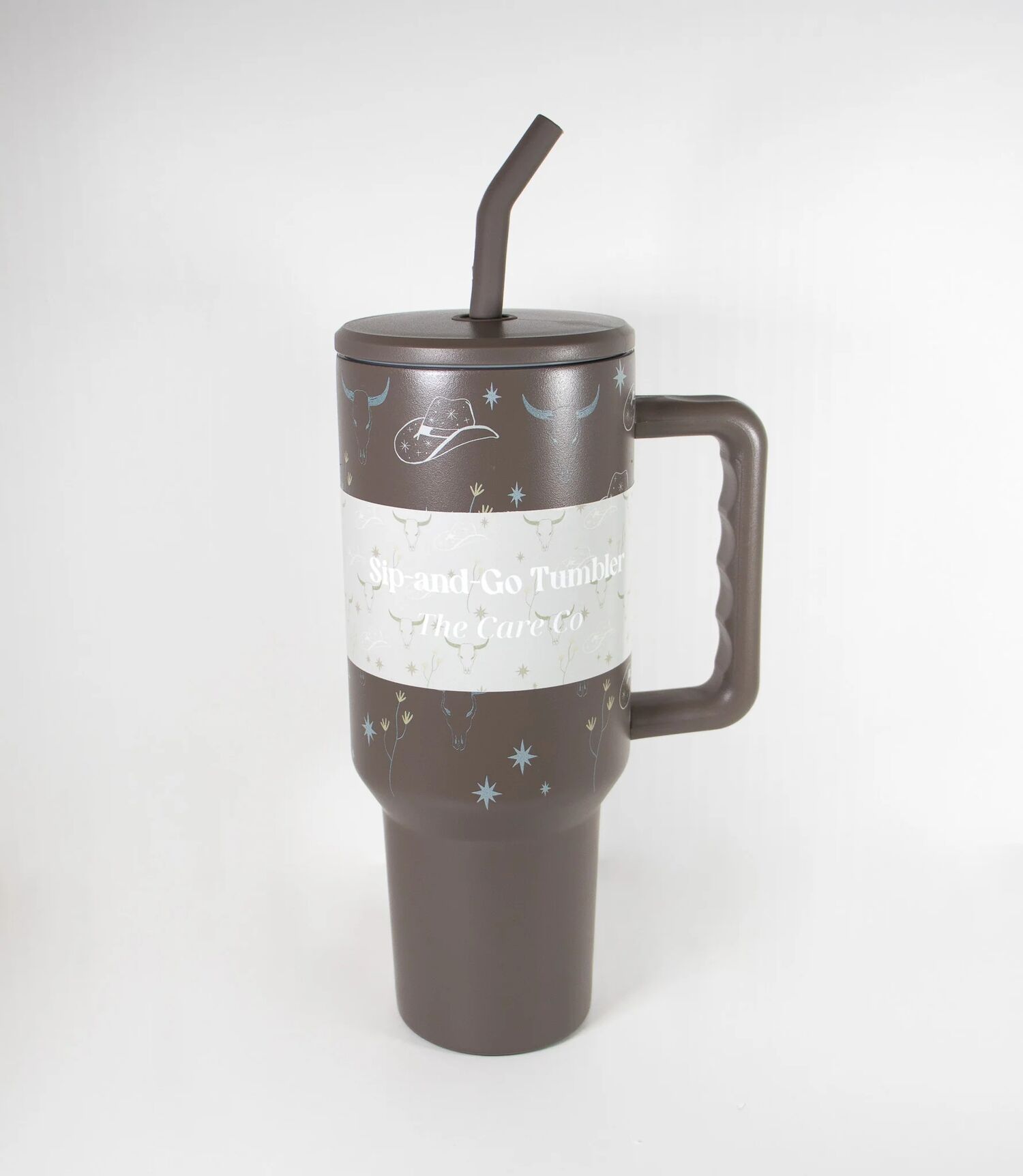 The Care Collective Western Print Leak Proof Tumbler In Espresso, 40-Oz