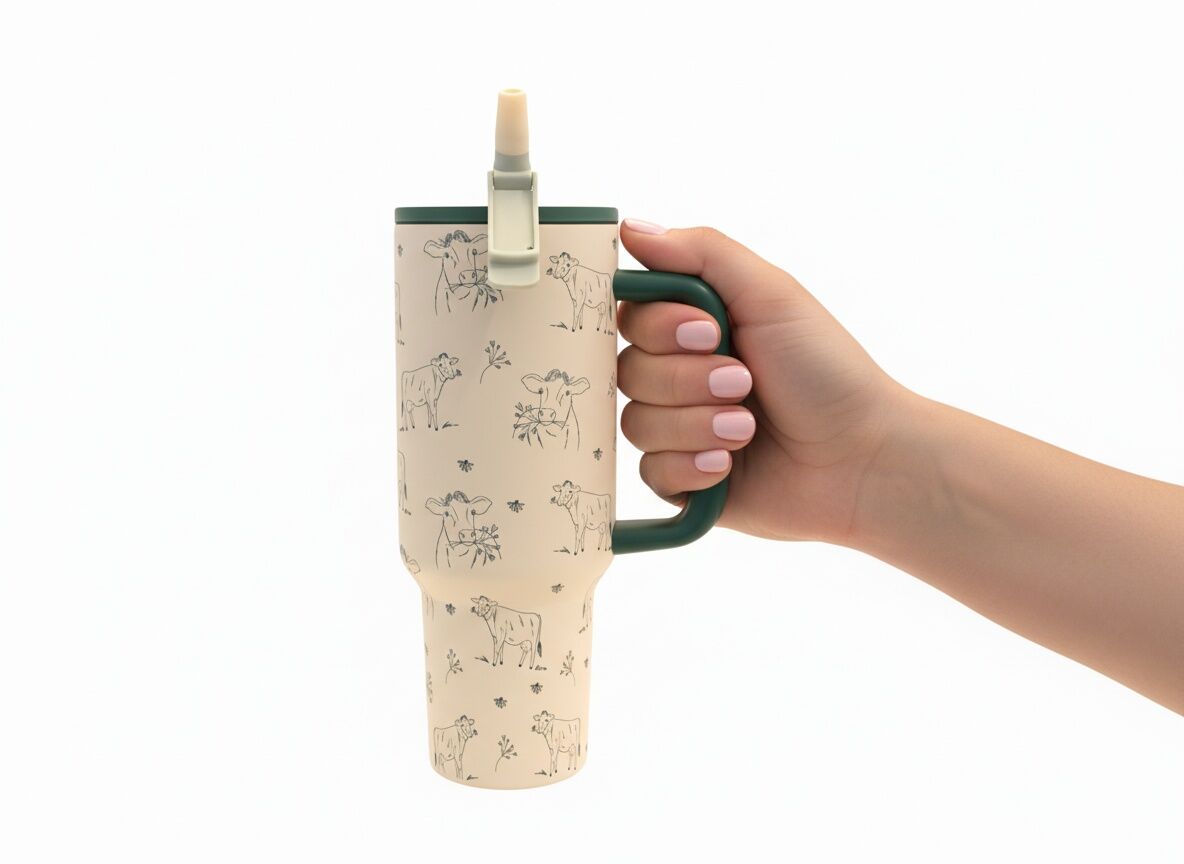 Sip Happy Floral Cow Flip Straw Tumbler, 40 oz.