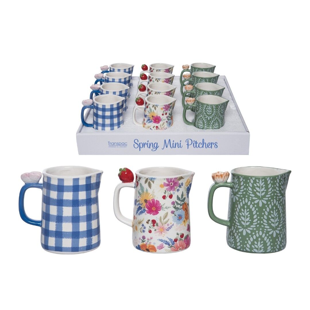 Transpac Dolomite Spring Mini Pitcher Assorted Styles - Kitchen