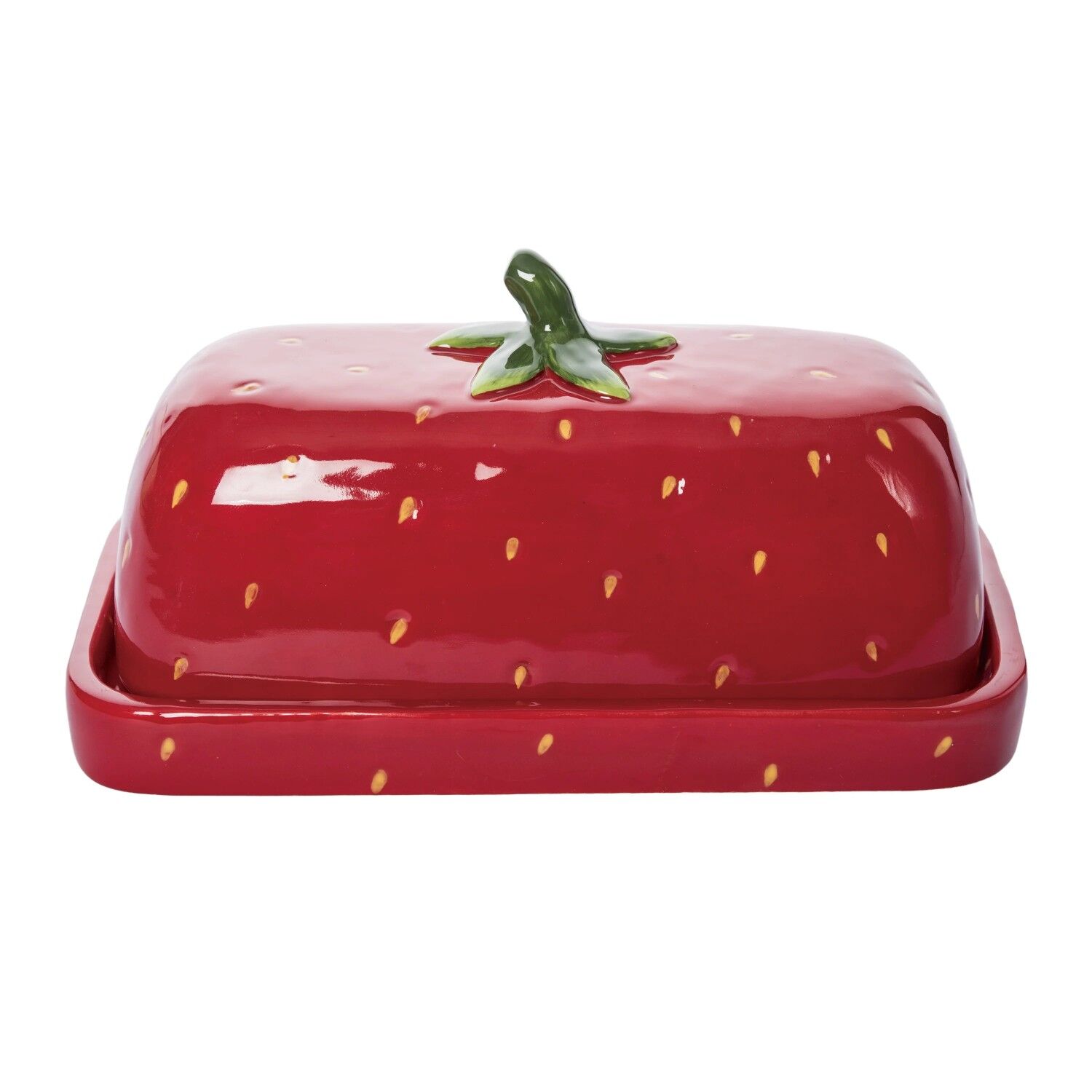 Transpac Dolomite Strawberry Butter Dish With Lid