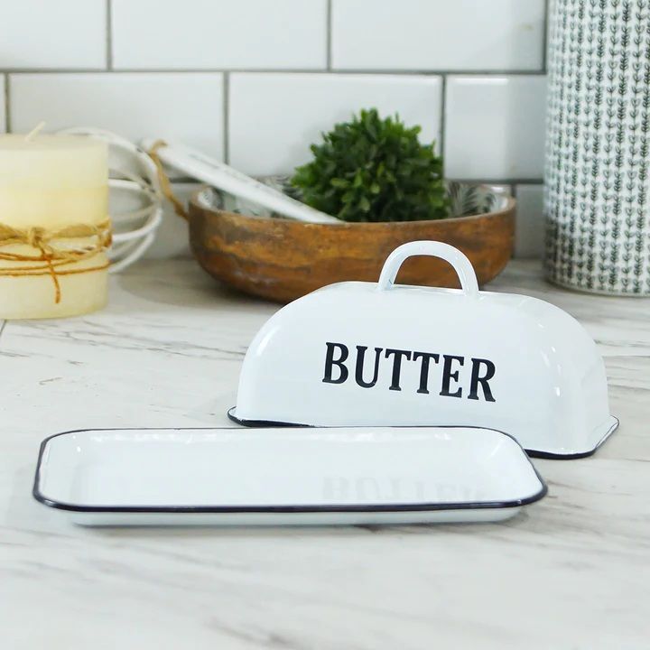 VIP Home & Garden Enamel Butter Dish, 2-Pc