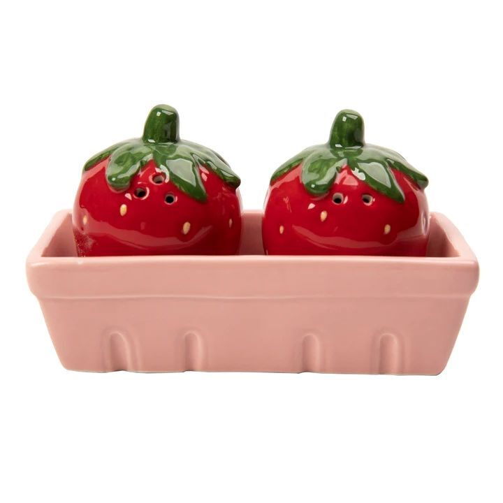 Transpac Strawberry Salt and Pepper Shakers with Basket