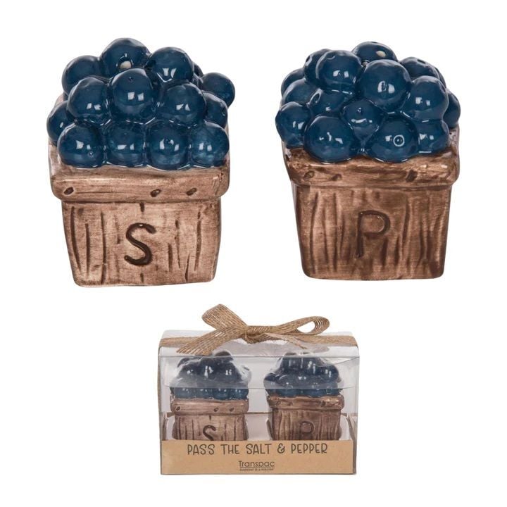 Transpac Blueberry Basket Salt and Pepper Shakers