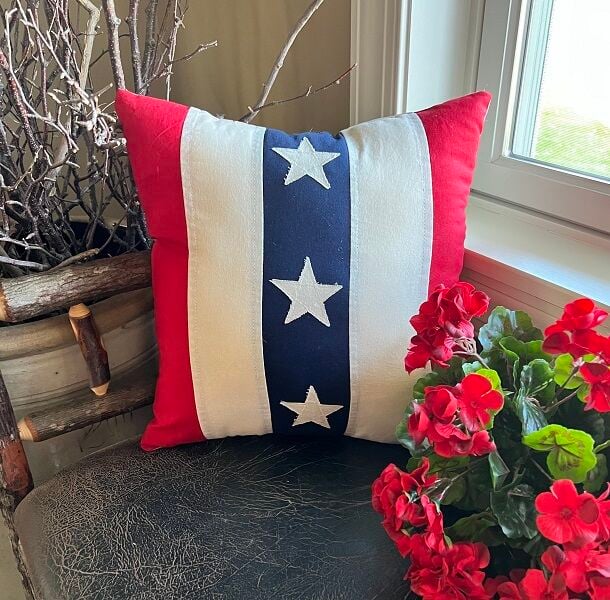 Pine Creek Vintage Stars & Stripes Pillow, 16-In X 16-In