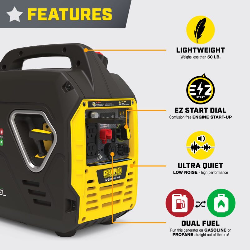 Champion Power Equipment 2000W Dual Fuel Inverter With CO Shield