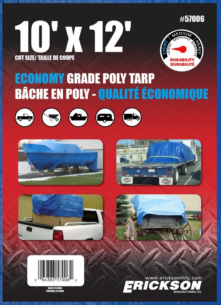 Erickson Economy Grade Blue Poly Tarp, 10-Ft x 12-Ft