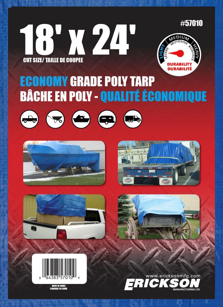Erickson Economy Grade Blue Poly Tarp, 18-Ft x 24-Ft