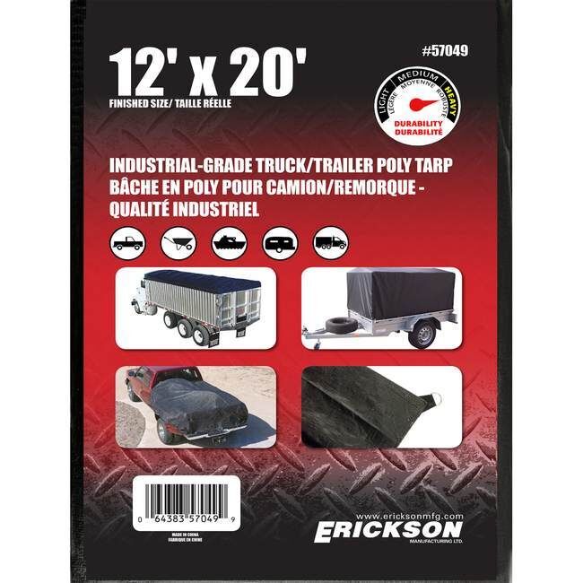 Erickson Truck/Trailer Tarp - Black, 20 ft - Tarps